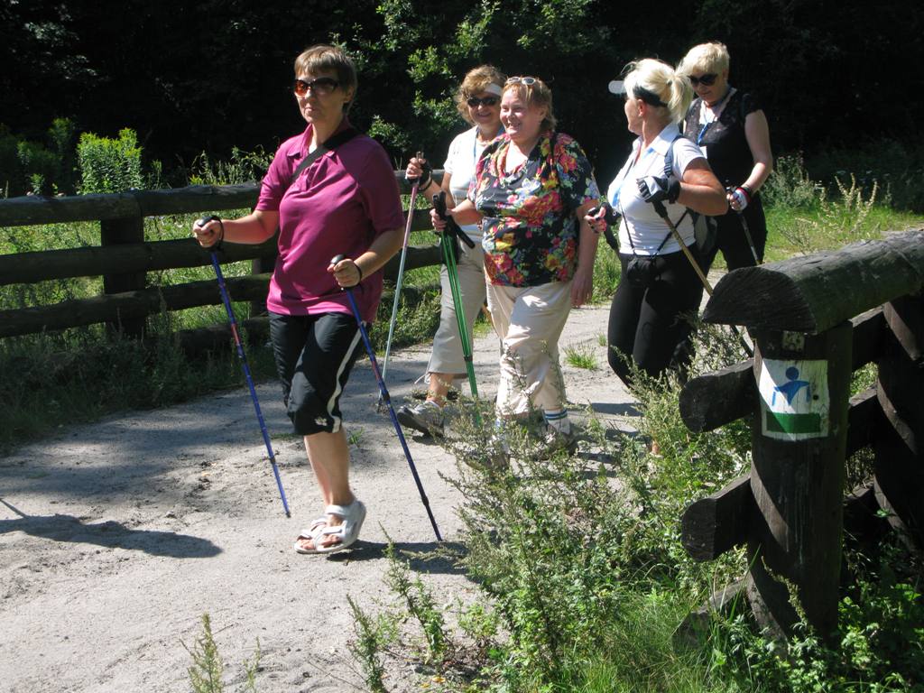 Spacerowicze z kijami na trasie nordic walking