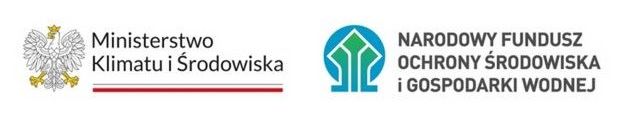 znak orzeł biały, napis Ministerstwo Klimatu i środowiska, logo niebiesko-zielony napis Narodowy Fundusz Ochony Środowiska i Gospodarki Wodnej